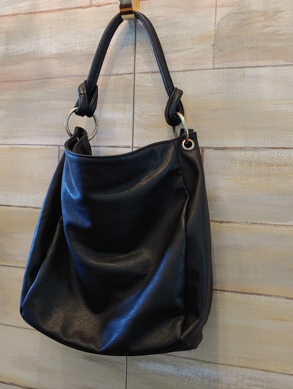Antik Kraft women vegan leather shoulder black large hobo satchel bag y2k preppy